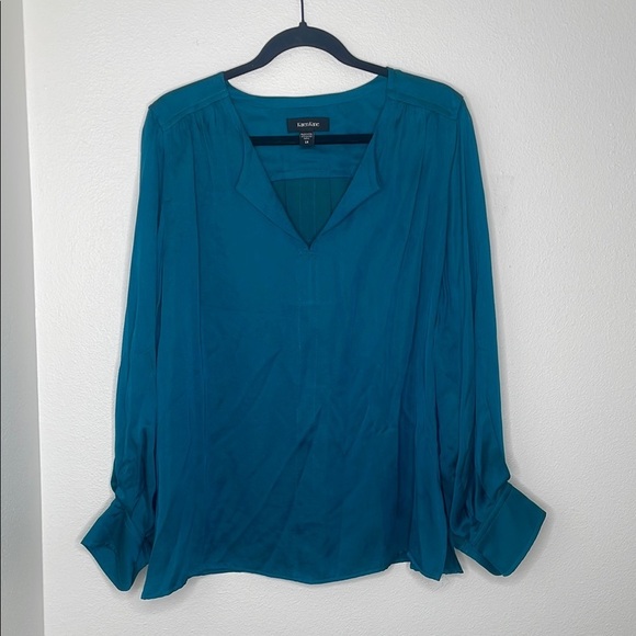 Karen Kane Tops - Karen Kane Satin Collared Long Sleeve Blouse